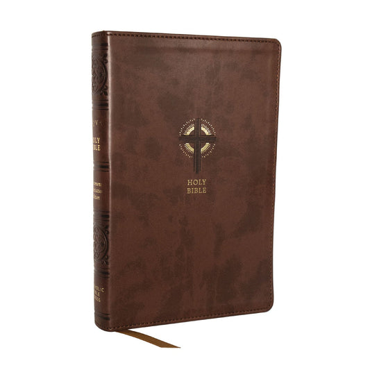 NRSVCE Brown Imitation Leather Sacraments of Initiation Catholic Bible Comfort Print