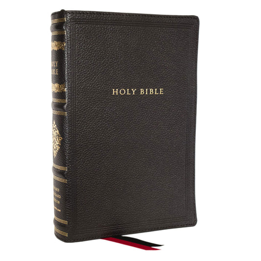 RSV Black Genuine Leather Personal Size Bible with Cross References Sovereign Collection