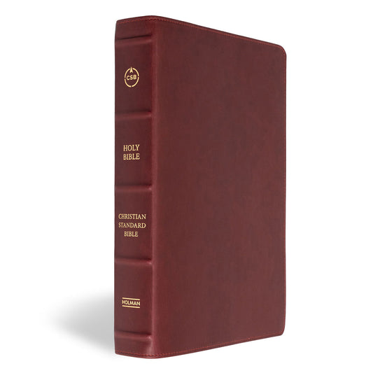 CSB Marbled Burgundy Genuine Leather Verse-by-Verse Reference Handcrafted Bible