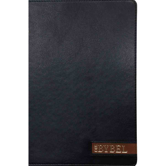 NLV Swart Kunsleer Bybel Grootdruk Met Duimgrepe