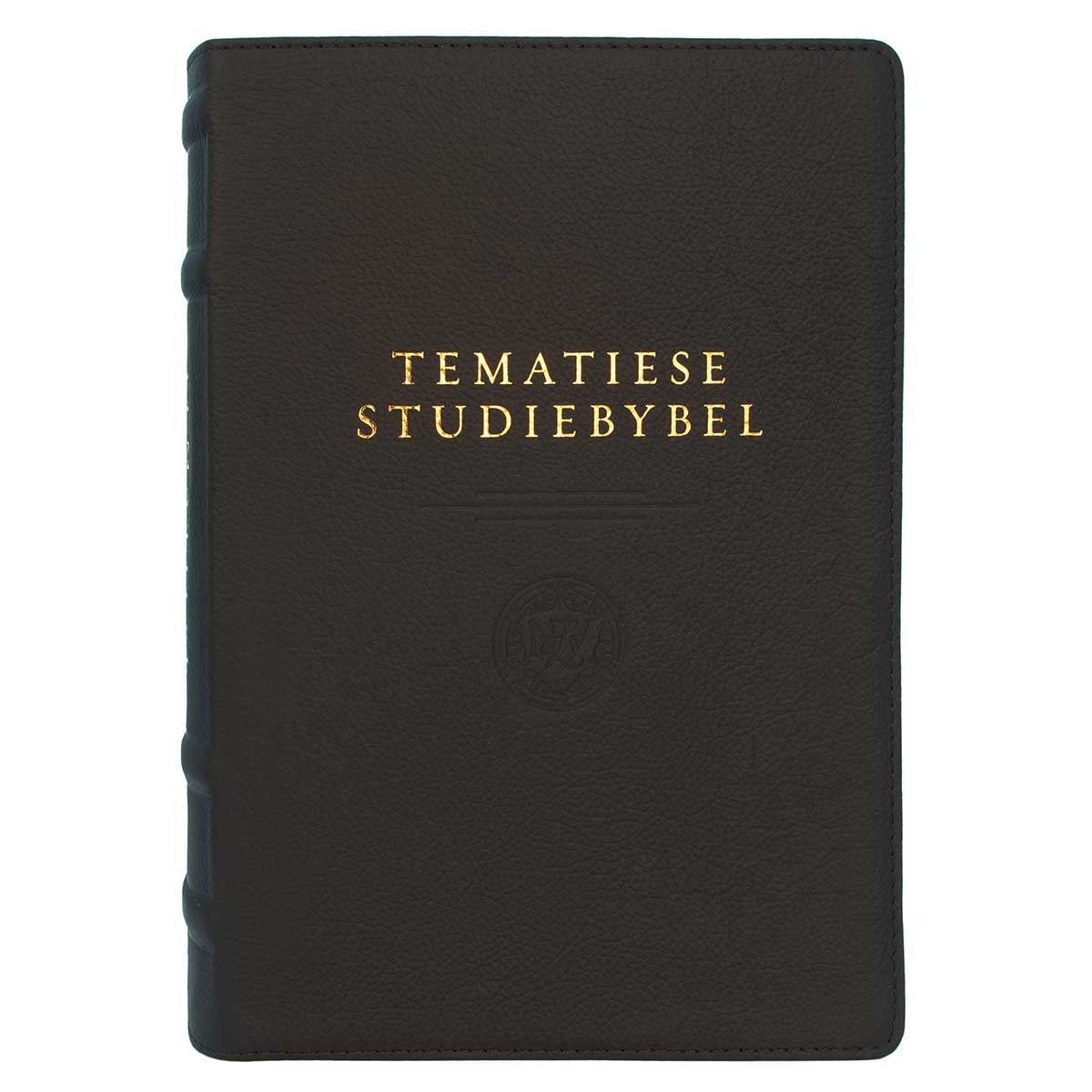 NLV Donkerbruin Egte Leer Tematiese Studiebybel Met Duimgrepe