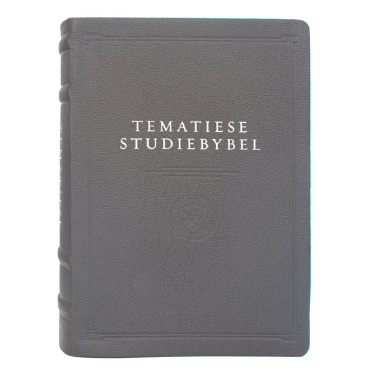 NLV Taupe Egte Leer Tematiese Studiebybel Met Duimgrepe