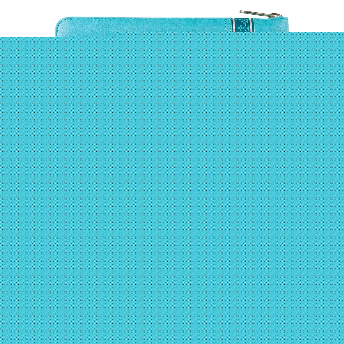 NLV Blougroen Kunsleer Bybel Grootdruk Met Ritssluiter & Duimgrepe