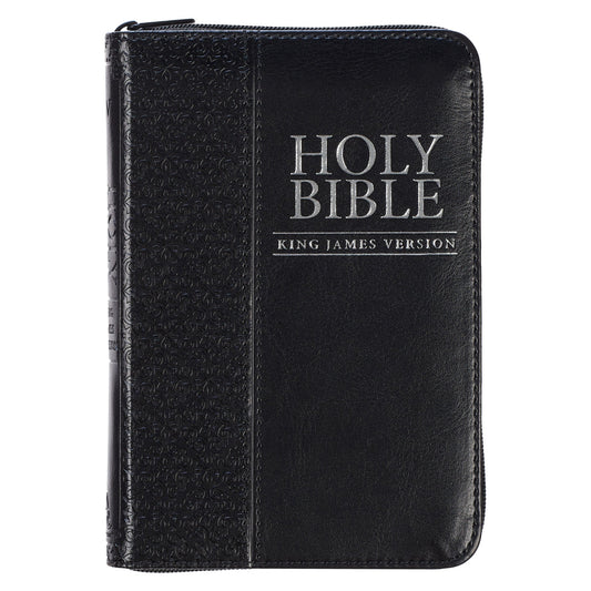 KJV Black Faux Leather Mini Pocket Edition Bible Red Letter With Zip