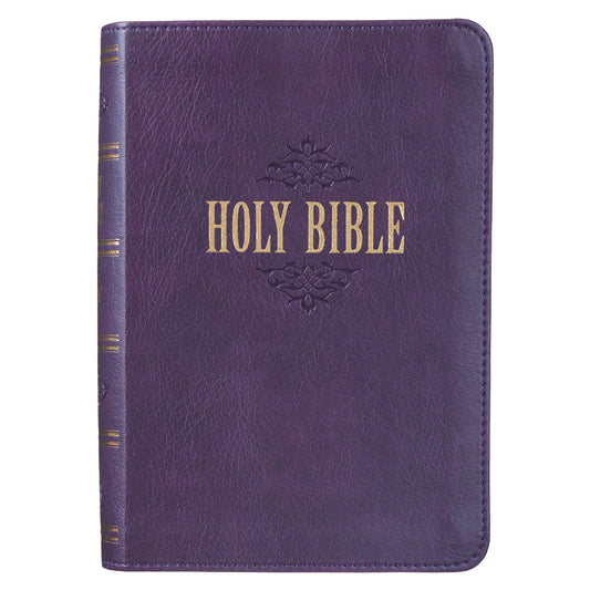 KJV Purple Faux Leather Compact Bible Large Print Red Letter