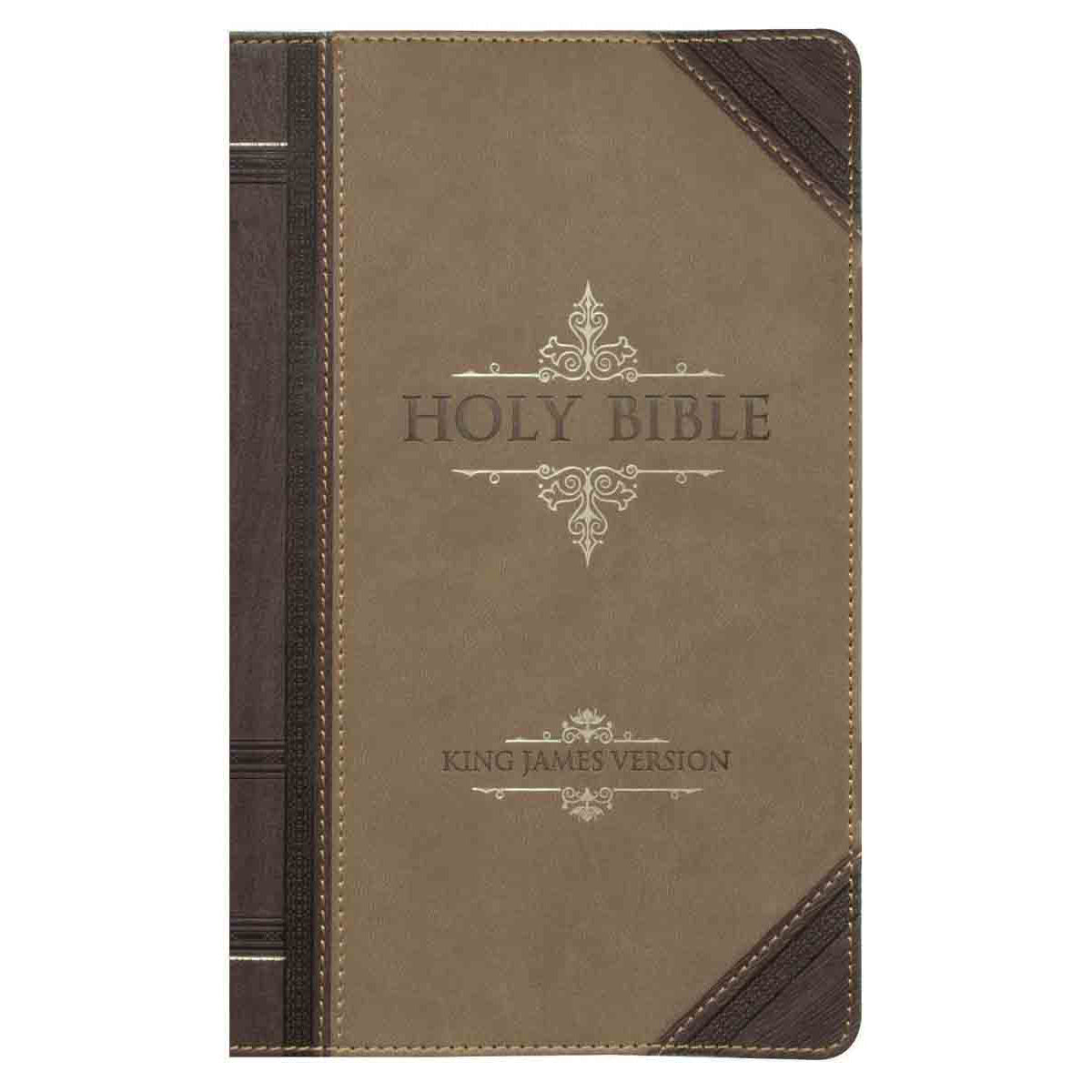 KJV Tan & Brown Faux Leather Standard Bible Giant Print Red Letter