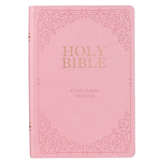 KJV Pink Faux Leather Full-Size Bible Giant Print Indexed