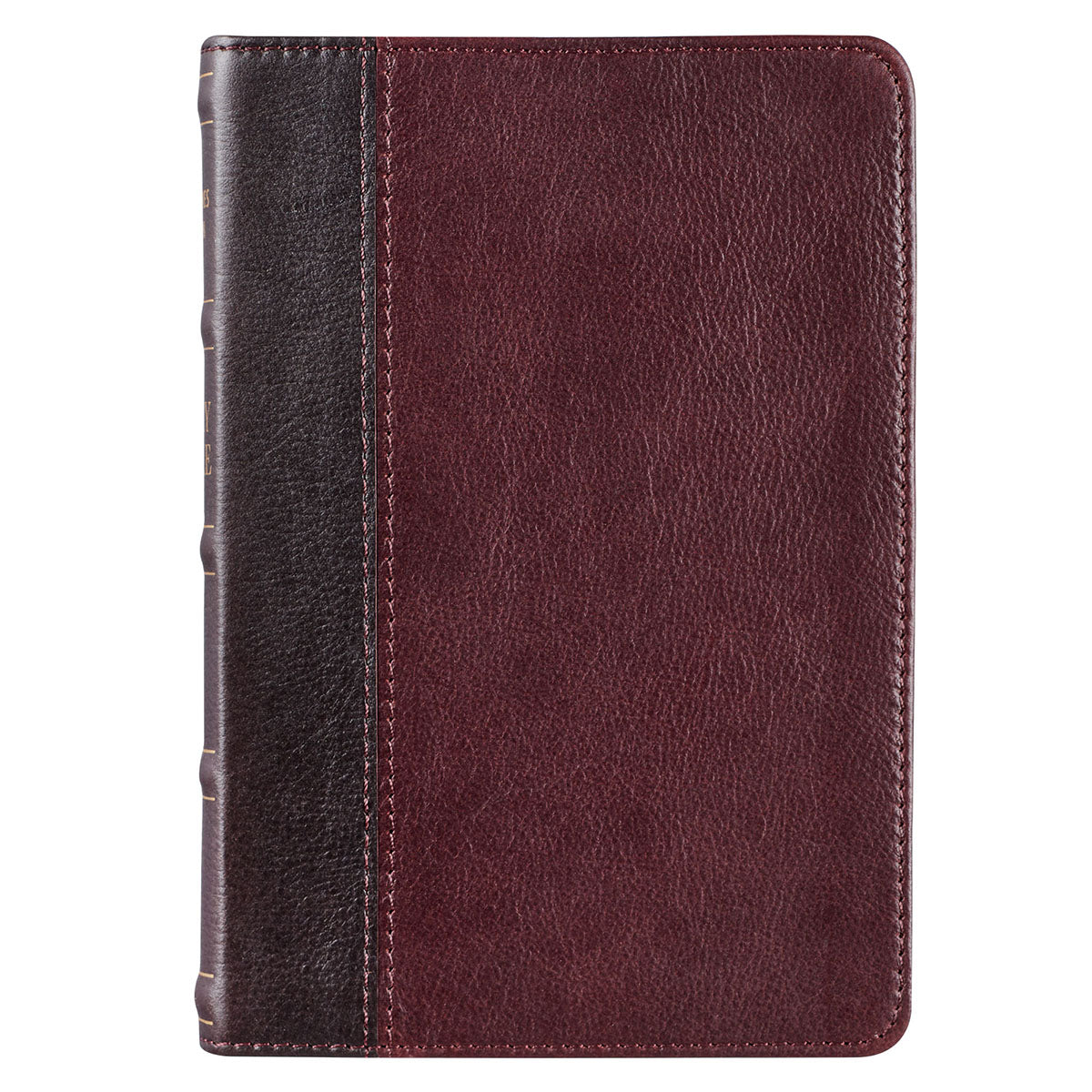 KJV Two-Tone Burgundy & Merlot Genuine African Leather Compact Bible Red Letter