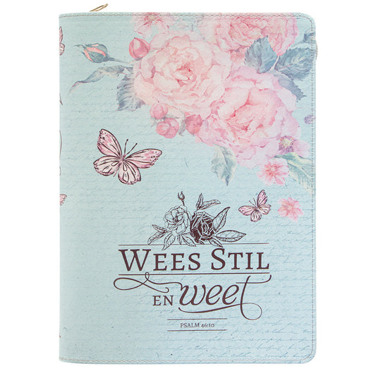 Wees Stil En Weet Pienk Vlinder (Faux Leather Journal With Zipped Closure)