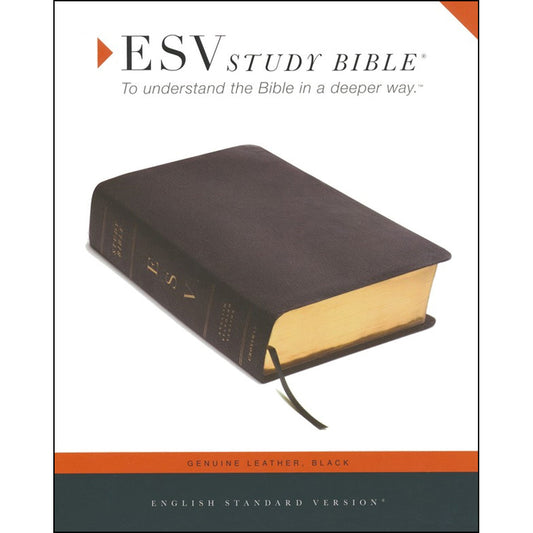 ESV Study Bible, Ribbon Markers, Indexed, Black (Genuine Leather)