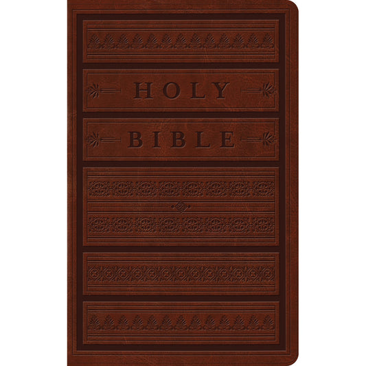 ESV Brown Engraved Mantel Design Imitation Leather Personal Size Bible Large Print