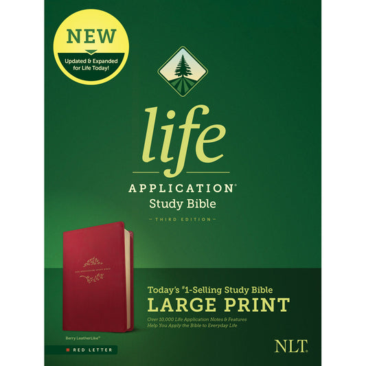 NLT Life Application Study Bible, Third Edition Large Print Red Letter Berry (Imitation Leather)