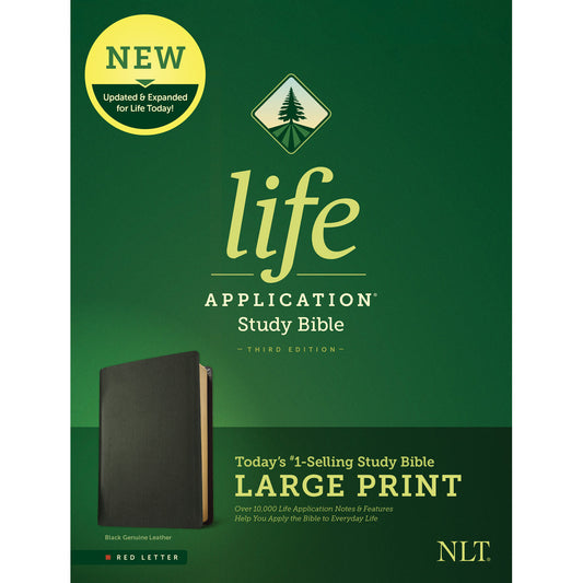NLT Life Application Study Bible, Third Edition Large Print Red Letter Black (Genuine Leather)