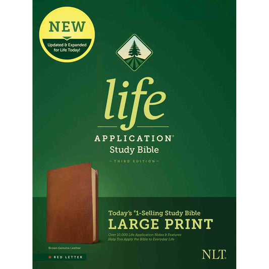 NLT Life Application Study Bible, Third Edition Large Print Red Letter Brown (Genuine Leather)