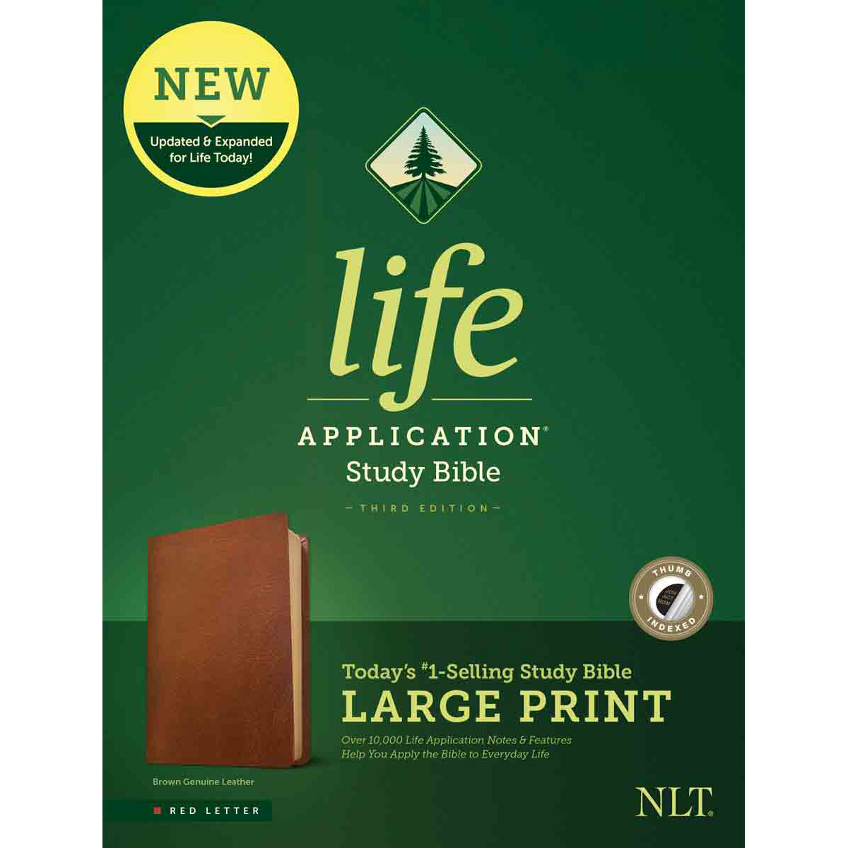 NLT Life Application Study Bible, Third Ed Large Print Indexed Red Letter Brown (Genuine Leather)