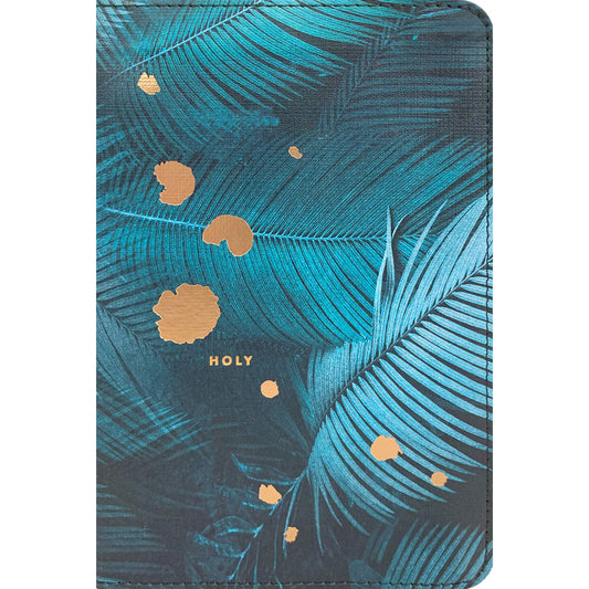 NLT Filament Compact Bible, Red Letter, Teal Palm (Imitation Leather)