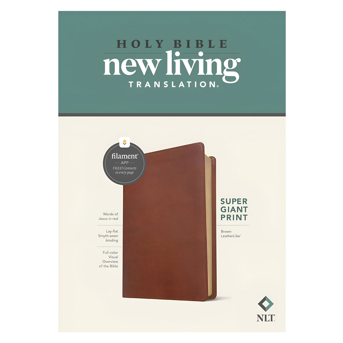 NLT Filament Bible Super Giant Print Red Letter Brown (Imitation Leather)