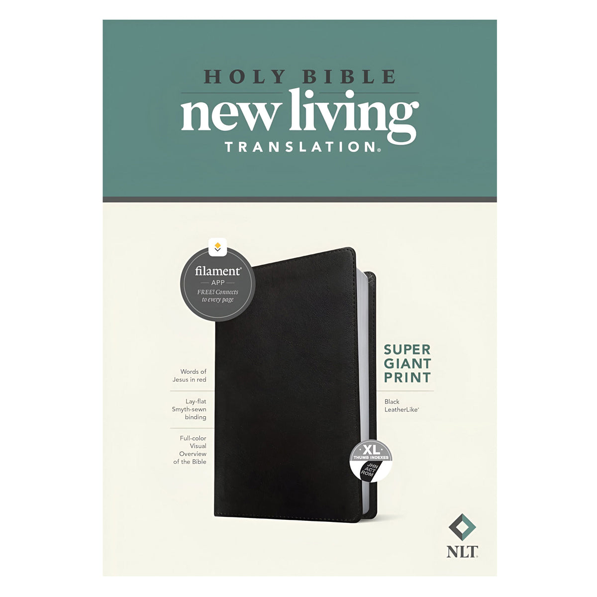 NLT Filament Bible Super Giant Print Red Letter Black Indexed (Imitation Leather)