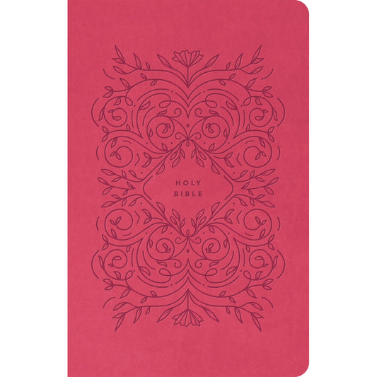 NLT Premium Gift Bible, Red Letter, Very Berry Pink Vines (Immitation Leather)