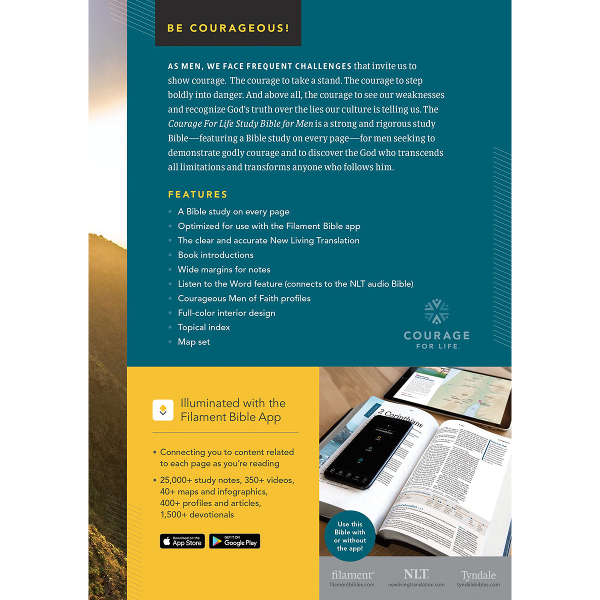 NLT Courage For Life Filament Enabled Study Bible For Men (Paperback)