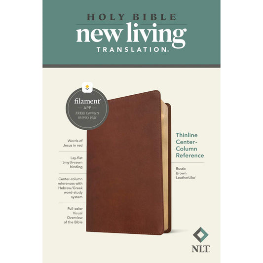 NLT Rustic Brown Imitation Leather Thinline Center-Column Reference Bible