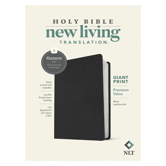 NLT Black Imitation Leather Filament Premium Value Thinline Bible Giant Print
