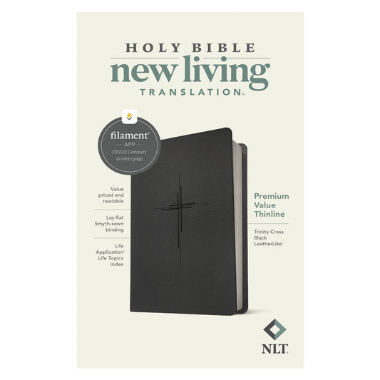 NLT Trinity Cross Black Imitation Leather Filament Premium Value Thinline Bible
