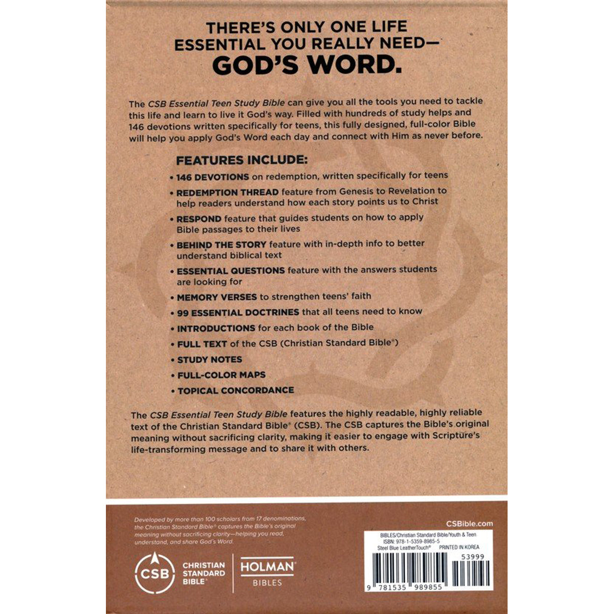 CSB Essential Teen Study Bible Steel (Imitation Leather)