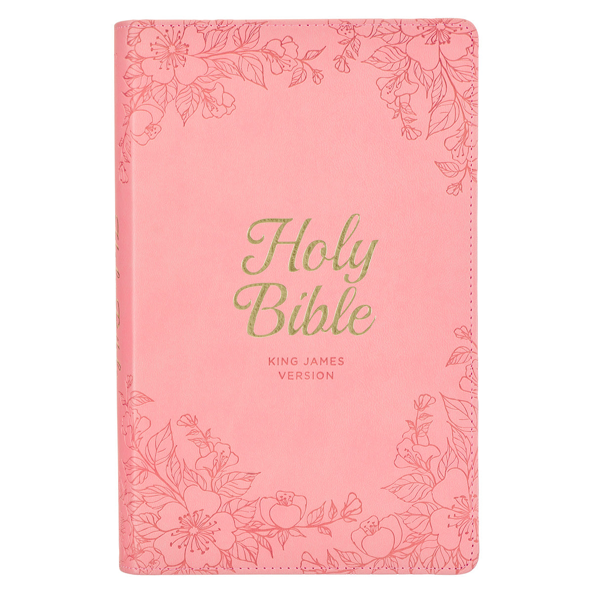 KJV Pink Floral Faux Leather Flexcover Deluxe Gift Bible With Zip
