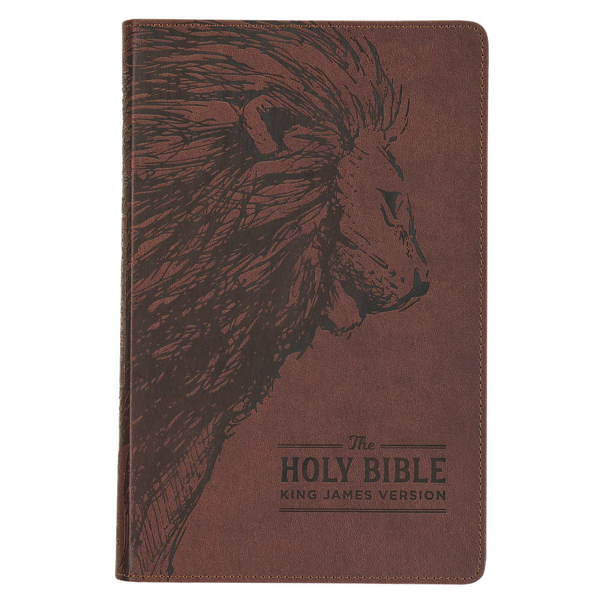 KJV Brown Lion Faux Leather Flexcover Deluxe Gift Bible With Zip