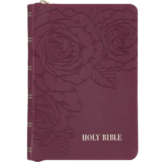 KJV Merlot Faux Leather Compact Bible with Zip