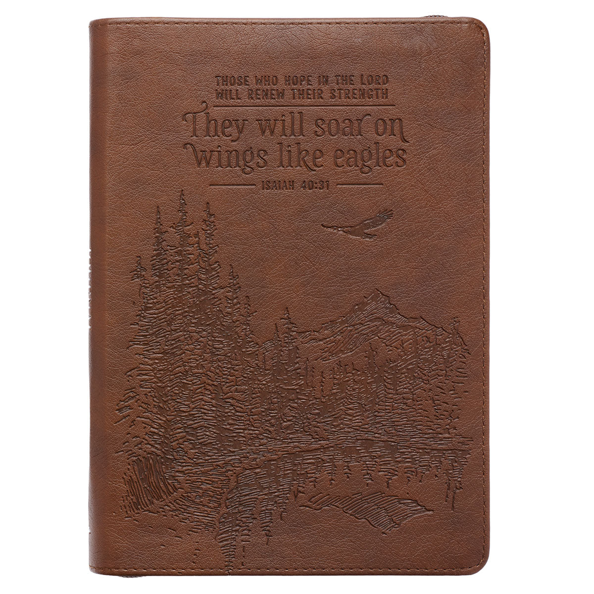 They Will Soar On Wings Isaiah 40:31 Tan (Faux Leather Journal With Zipped Closure)