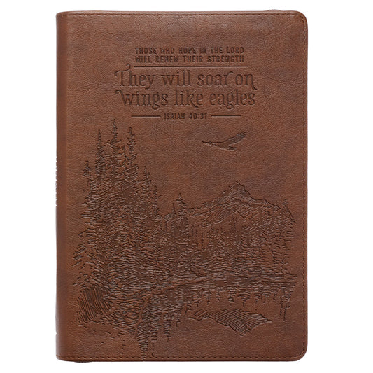 They Will Soar On Wings Isaiah 40:31 Tan (Faux Leather Journal With Zipped Closure)