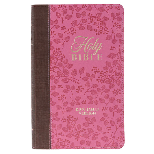 KJV Saddle Tan And Pink Faux Leather Giant Print Bible