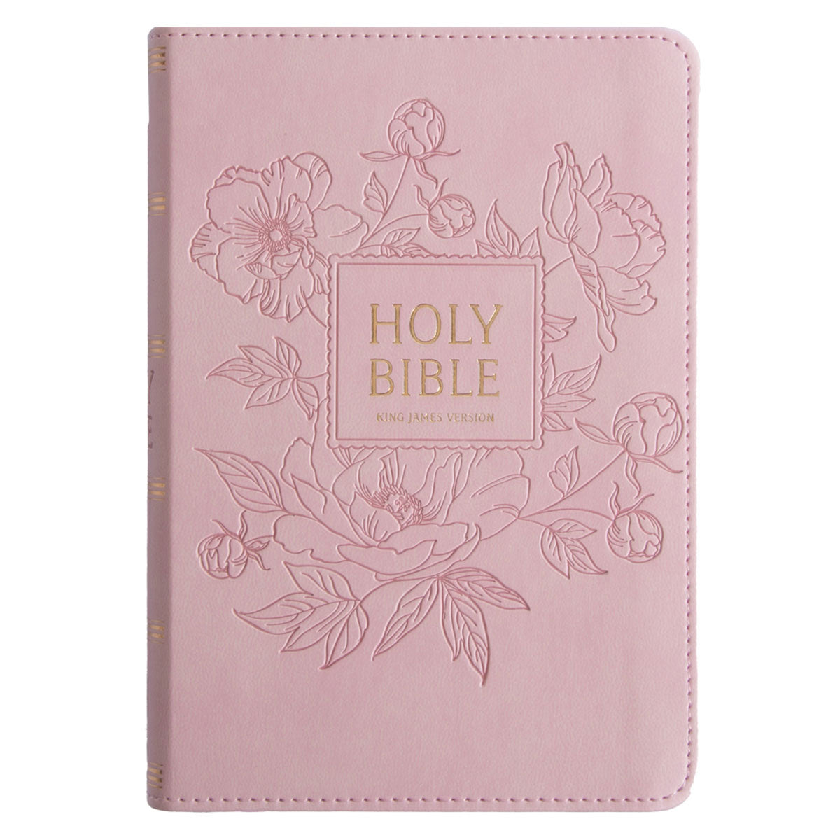 KJV Pink Floral Faux Leather Compact Bible Large Print