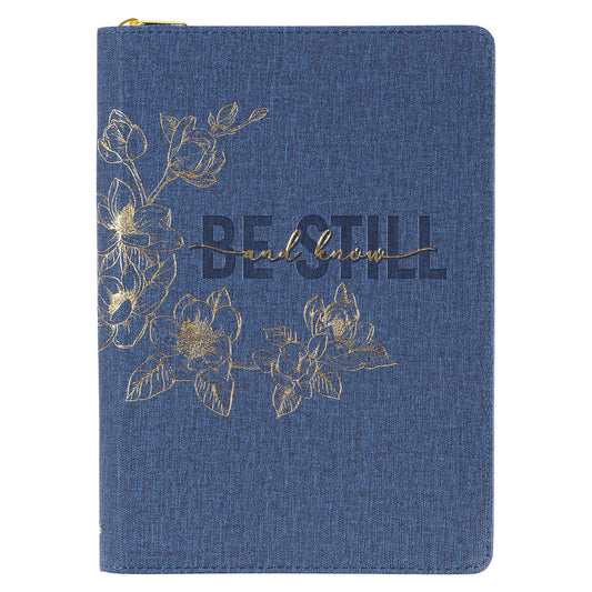 Be Still And Know (Faux Leather Journal With Zipped Closure)