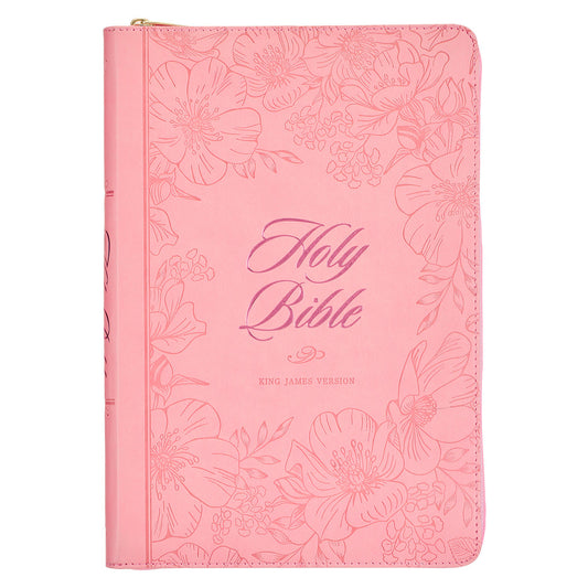 KJV Pink Faux Leather Thinline Bible Large Print