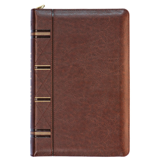 ESV Dark Brown Faux Leather Compact Bible With Zip