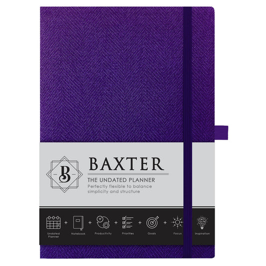 Baxter Undated Planner Purple (Durable Synthetic Fibre Flexcover)